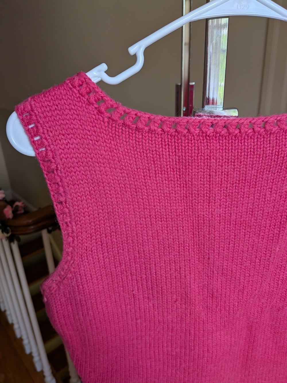 70s Hand-Knit Custom Sleeveless Pink Knit Dress - Picture 8 of 8